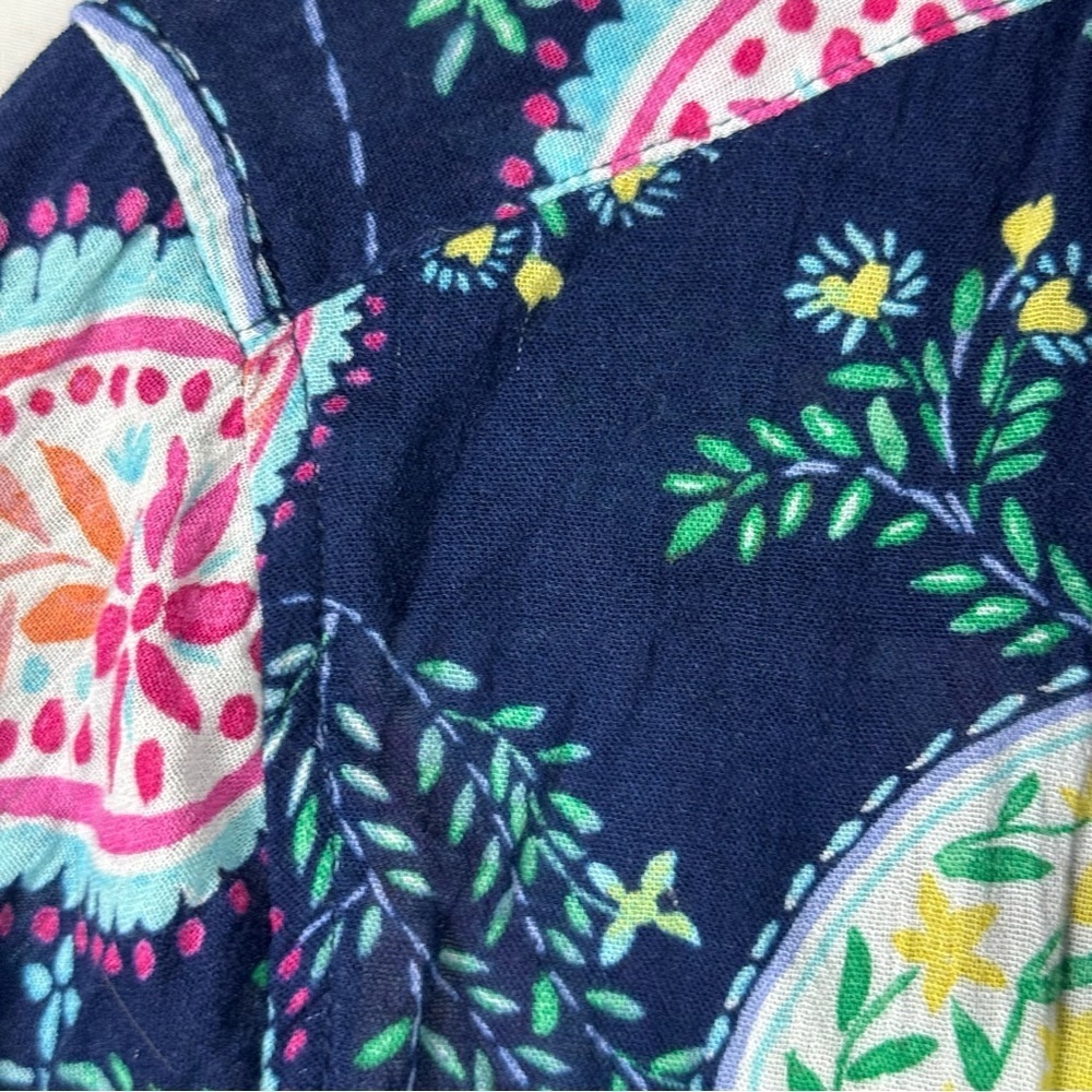 Talbots Navy and Yellow Floral Blouse Women’s size S - Picture 5 of 5